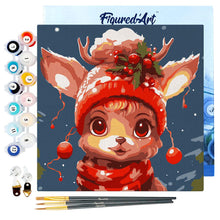 Cargar imagen en el visor de la galería, Mini Pintura por Números 20x20cm con bastidor - Adorable reno fantástico