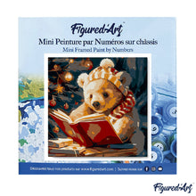 Cargar imagen en el visor de la galería, Mini Pintura por Números 20x20cm con bastidor - Adorable oso leyendo