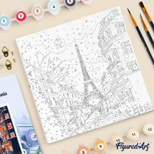 Cargar imagen en el visor de la galería, Mini Pintura por Números 20x20cm con bastidor Navidad en París