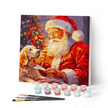 Cargar imagen en el visor de la galería, Mini Pintar por Números 20x20cm con bastidor Santa y el Perro