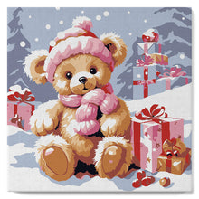 Cargar imagen en el visor de la galería, Mini Pintura por Números 20x20cm con bastidor Osito de Peluche y los Regalos