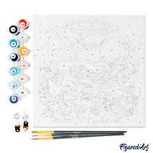 Cargar imagen en el visor de la galería, Mini Pintura por Números 20x20cm con bastidor - Montañas en la bola de cristal