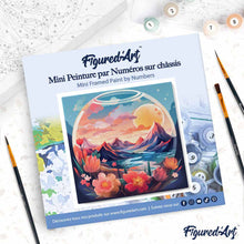 Cargar imagen en el visor de la galería, Mini Pintura por Números 20x20cm con bastidor - Montañas en la bola de cristal