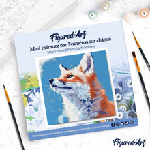 Cargar imagen en el visor de la galería, Mini Pintura por Números 20x20cm con bastidor - Zorro con cielo azul