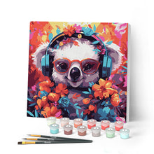 Cargar imagen en el visor de la galería, Mini Pintar por Números 20x20cm con bastidor - Koala de fantasía y flores