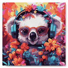 Cargar imagen en el visor de la galería, Mini Pintura por Números 20x20cm con bastidor - Koala de fantasía y flores