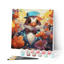 Cargar imagen en el visor de la galería, Mini Pintar por Números 20x20cm con bastidor - Pájaro de frac de fantasía y flores
