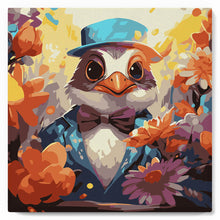 Cargar imagen en el visor de la galería, Mini Pintura por Números 20x20cm con bastidor - Pájaro de frac de fantasía y flores
