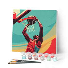 Cargar imagen en el visor de la galería, Mini Pintar por Números 20x20cm con bastidor - Póster Deportivo de Baloncesto