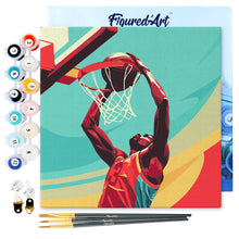Cargar imagen en el visor de la galería, Mini Pintura por Números 20x20cm con bastidor - Póster Deportivo de Baloncesto