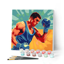 Cargar imagen en el visor de la galería, Mini Pintar por Números 20x20cm con bastidor - Póster Deportivo de Boxeo