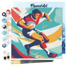 Cargar imagen en el visor de la galería, Mini Pintura por Números 20x20cm con bastidor - Póster Deportivo de Rugby