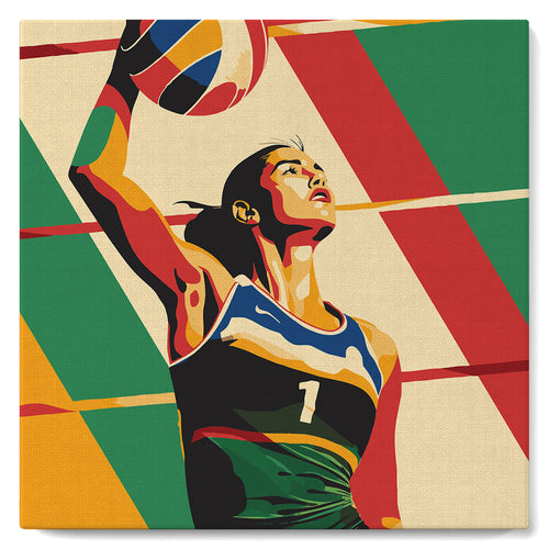 Mini Pintar por Números 20x20cm con bastidor - Póster Deportivo de Voleibol