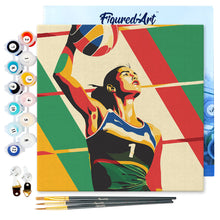Cargar imagen en el visor de la galería, Mini Pintura por Números 20x20cm con bastidor - Póster Deportivo de Voleibol