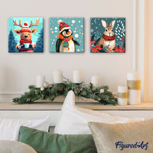 Cargar imagen en el visor de la galería, Mini Pintura por Números 20x20cm con bastidor - Pingüino feliz