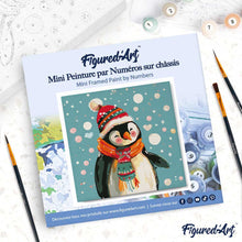 Cargar imagen en el visor de la galería, Mini Pintura por Números 20x20cm con bastidor - Pingüino feliz