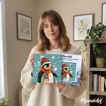 Cargar imagen en el visor de la galería, Mini Pintura por Números 20x20cm con bastidor - Pingüino feliz