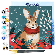 Cargar imagen en el visor de la galería, Mini Pintura por Números 20x20cm con bastidor - Conejito de Navidad