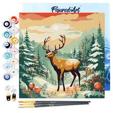 Cargar imagen en el visor de la galería, Mini Pintura por Números 20x20cm con bastidor - Majestuoso ciervo invernal