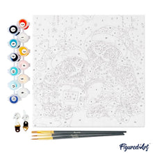 Cargar imagen en el visor de la galería, Mini Pintura por Números 20x20cm con bastidor - Búhos de Papá Noel leyendo