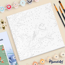 Cargar imagen en el visor de la galería, Mini Pintura por Números 20x20cm con bastidor - Pájaro rojo de invierno