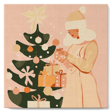 Cargar imagen en el visor de la galería, Mini Pintar por Números 20x20cm con bastidor - Mujer con árbol de Navidad