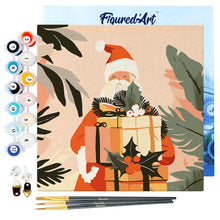 Cargar imagen en el visor de la galería, Mini Pintura por Números 20x20cm con bastidor - Papá Noel con regalos