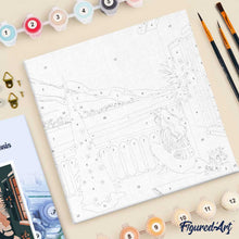 Cargar imagen en el visor de la galería, Mini Pintura por Números 20x20cm con bastidor - Chica y lago invernal