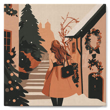 Cargar imagen en el visor de la galería, Mini Pintar por Números 20x20cm con bastidor - Chica en pueblo festivo