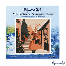 Cargar imagen en el visor de la galería, Mini Pintura por Números 20x20cm con bastidor - Chica en pueblo festivo