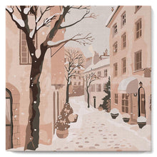 Cargar imagen en el visor de la galería, Mini Pintura por Números 20x20cm con bastidor - Ciudad nevada tranquila