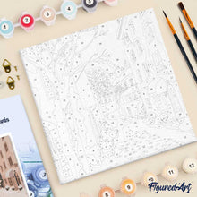 Cargar imagen en el visor de la galería, Mini Pintura por Números 20x20cm con bastidor - Ciudad nevada tranquila