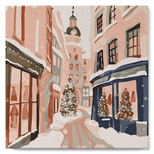 Cargar imagen en el visor de la galería, Mini Pintar por Números 20x20cm con bastidor - Callejón navideño nevado