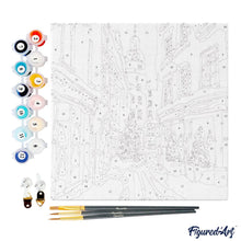 Cargar imagen en el visor de la galería, Mini Pintura por Números 20x20cm con bastidor - Callejón navideño nevado