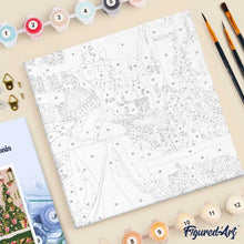 Cargar imagen en el visor de la galería, Mini Pintura por Números 20x20cm con bastidor - Chica en mercado navideño