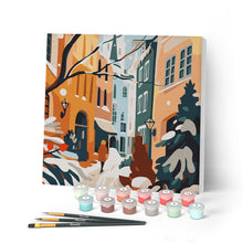 Cargar imagen en el visor de la galería, Mini Pintar por Números 20x20cm con bastidor - Callejón nevado