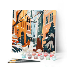 Cargar imagen en el visor de la galería, Mini Pintar por Números 20x20cm con bastidor - Callejón nevado