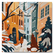 Cargar imagen en el visor de la galería, Mini Pintura por Números 20x20cm con bastidor - Callejón nevado