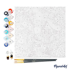 Cargar imagen en el visor de la galería, Mini Pintura por Números 20x20cm con bastidor - Encantadora ciudad nevada