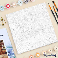 Cargar imagen en el visor de la galería, Mini Pintura por Números 20x20cm con bastidor - Habitación navideña acogedora