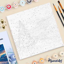 Cargar imagen en el visor de la galería, Mini Pintura por Números 20x20cm con bastidor - Atardecer navideño brillante