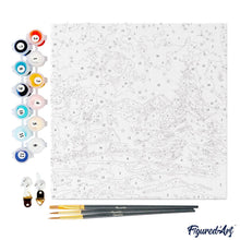 Cargar imagen en el visor de la galería, Mini Pintura por Números 20x20cm con bastidor - Noche estrellada de Navidad