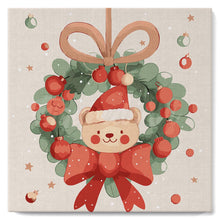 Cargar imagen en el visor de la galería, Mini Pintar por Números 20x20cm con bastidor - Oso con corona navideña