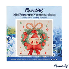 Cargar imagen en el visor de la galería, Mini Pintura por Números 20x20cm con bastidor - Oso con corona navideña