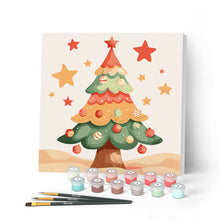 Cargar imagen en el visor de la galería, Mini Pintar por Números 20x20cm con bastidor - Adorable árbol de Navidad