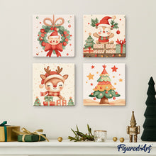 Cargar imagen en el visor de la galería, Mini Pintura por Números 20x20cm con bastidor - Adorable árbol de Navidad