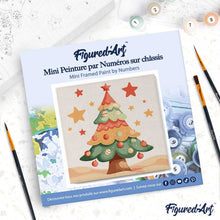 Cargar imagen en el visor de la galería, Mini Pintura por Números 20x20cm con bastidor - Adorable árbol de Navidad