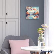 Cargar imagen en el visor de la galería, Mini Pintura por Números 20x20cm con bastidor - Lago y Monte Fuji