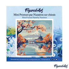 Cargar imagen en el visor de la galería, Mini Pintura por Números 20x20cm con bastidor - Lago y Monte Fuji