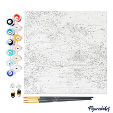 Cargar imagen en el visor de la galería, Mini Pintura por Números 20x20cm con bastidor - Lago y Monte Fuji